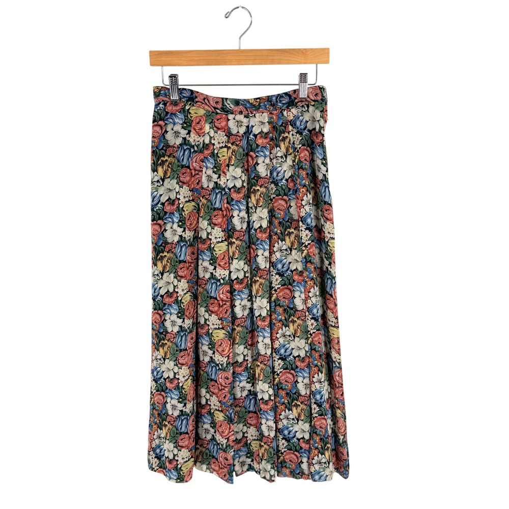 Vintage Alcott & Andrews Floral Silk Maxi Skirt Multicolor Size 10 Cottagecore